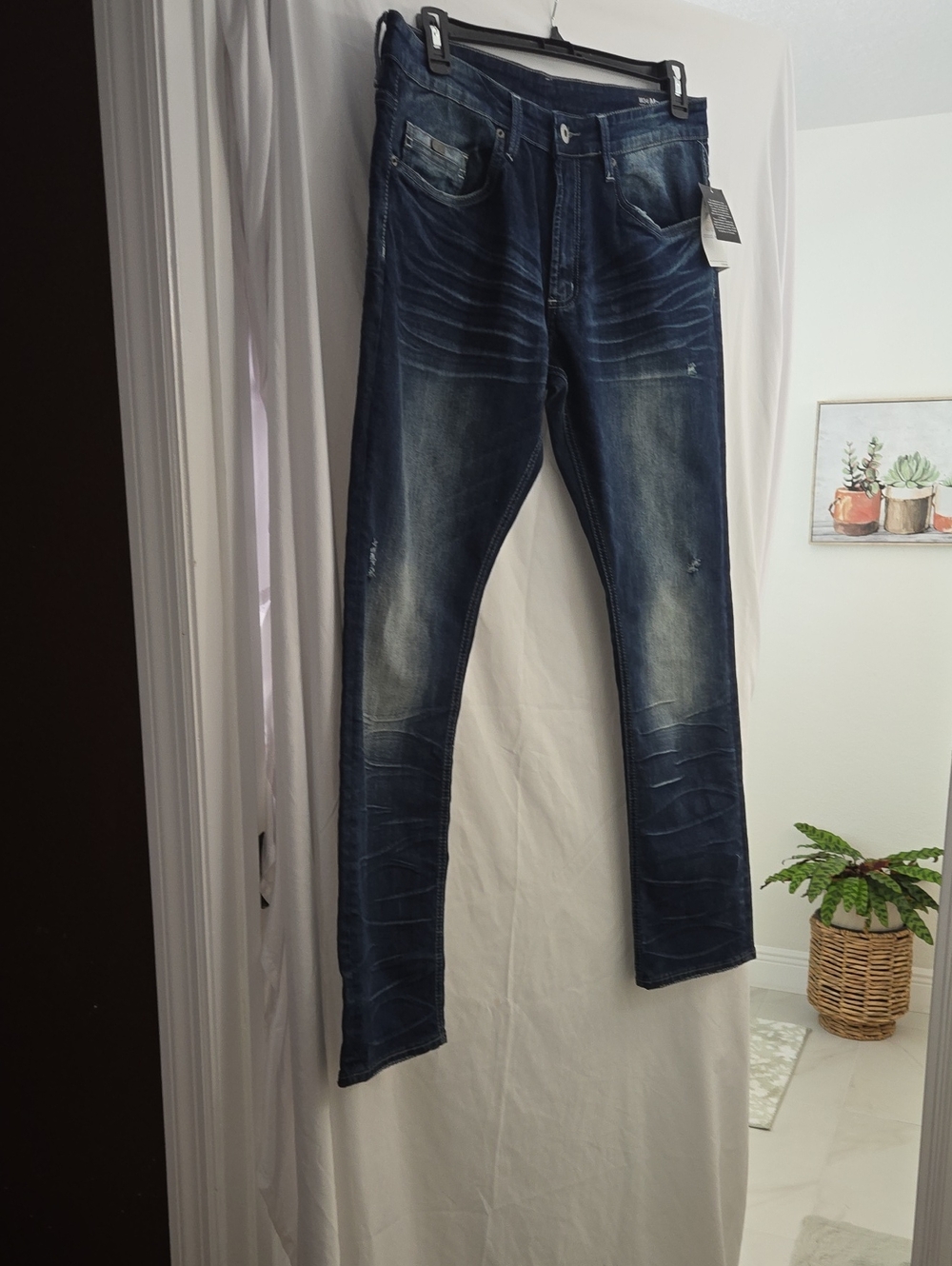 Buffalo David Bitton Men's Blue Washed Super Skinny Stretch Jeans